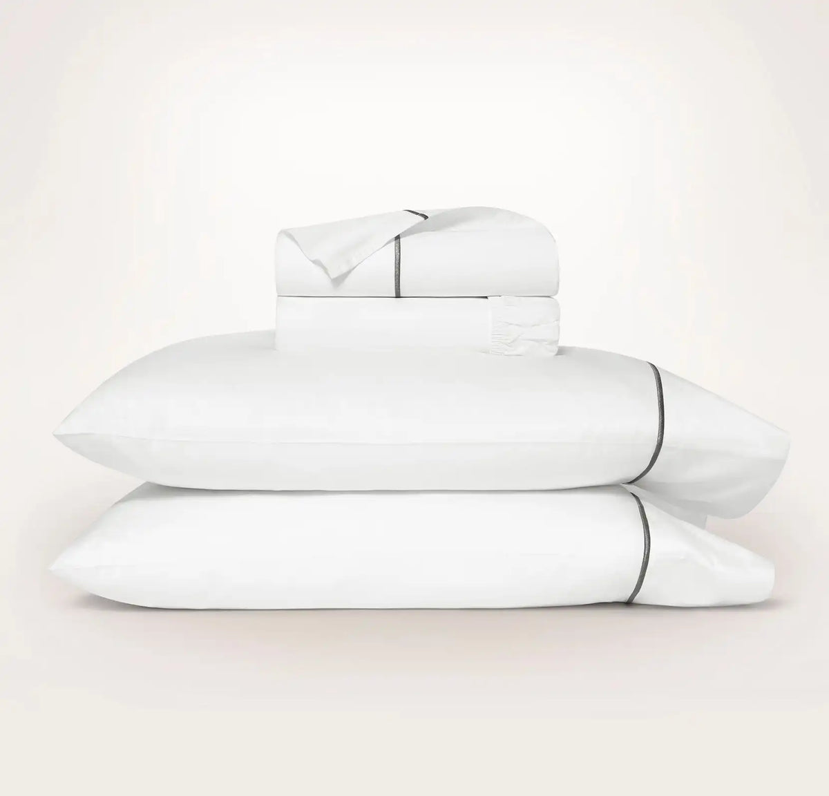 Signature Embellished Sheet Set White/Stone Embroidered