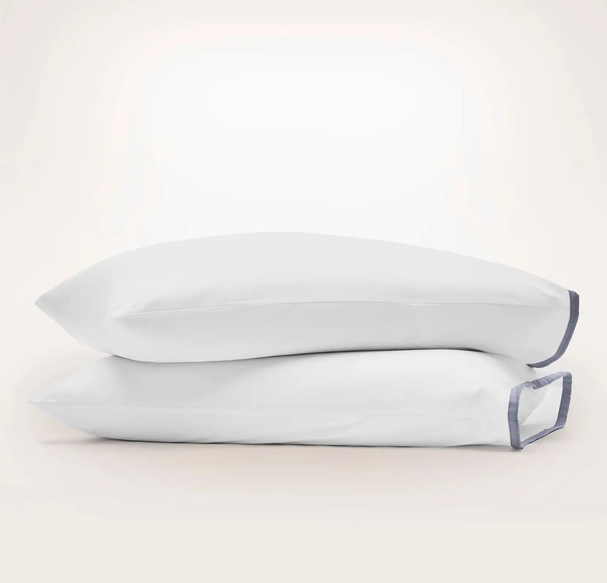Percale Hemmed Pillowcase Set White/Bay Framed