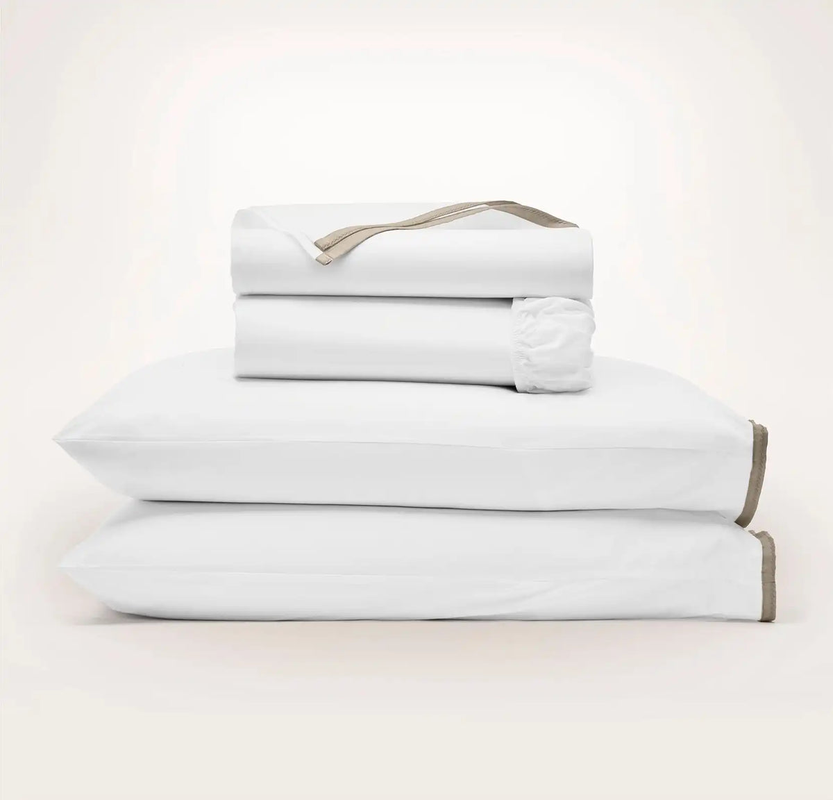 Percale Hemmed Sheet Set White/Oak Framed