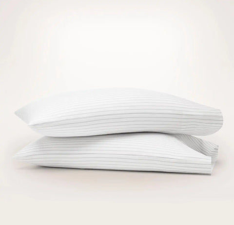 Percale Hemmed Pillowcase Set Mineral Simple Stripe