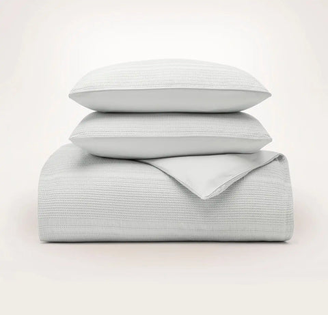 Waffle Duvet Set Sky Dobby Stripe