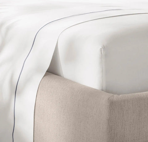 Signature Embellished Sheet Set White/Mineral Embroidered