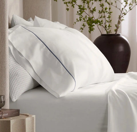 Signature Embellished Pillowcase Set White/Mineral Embroidered