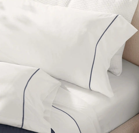 Signature Embellished Sheet Set White/Mineral Embroidered