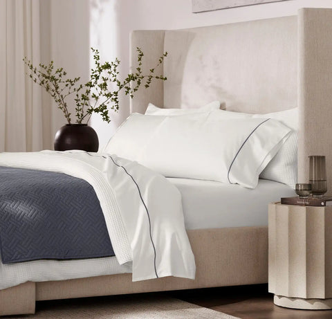 Signature Embellished Sheet Set White/Mineral Embroidered