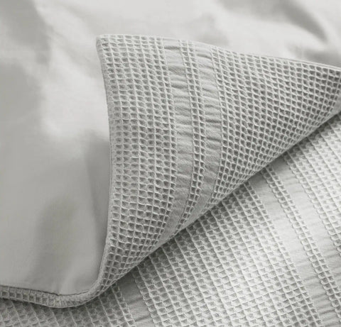 Waffle Duvet Set Sky Dobby Stripe