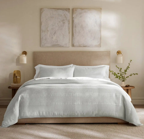 Waffle Duvet Set Sky Dobby Stripe