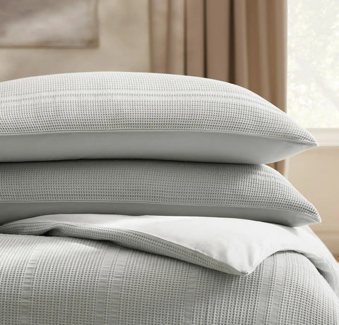 Waffle Duvet Set Sky Dobby Stripe
