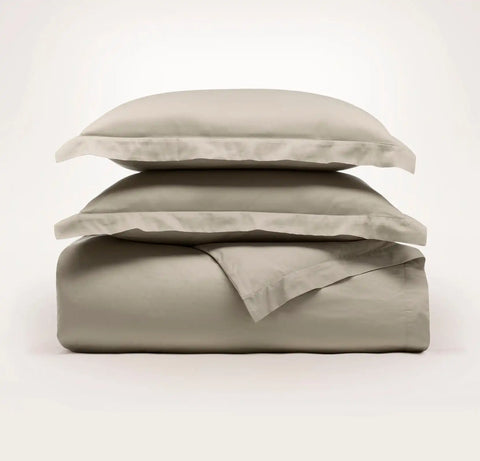 Percale Hemmed Duvet Set Oak