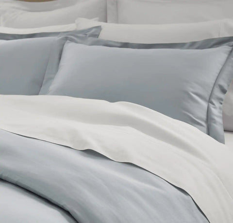 Percale Hemmed Duvet Set Shore
