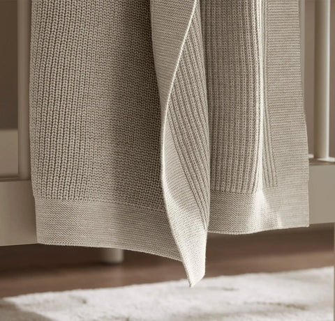 Ribbed Knit Baby Blanket Heathered Oatmeal
