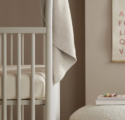 Ribbed Knit Baby Blanket Heathered Oatmeal