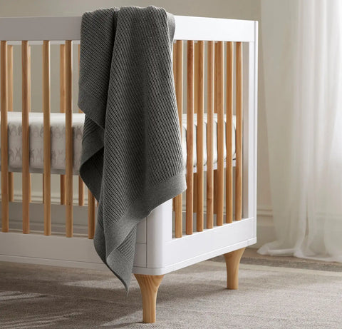 Ribbed Knit Baby Blanket Heathered Stone