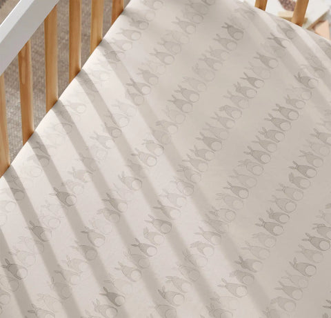 Signature Fitted Crib Sheet Pewter Cotton Tail