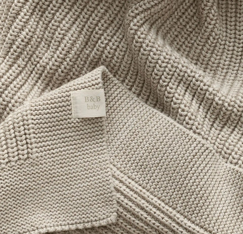 Ribbed Knit Baby Blanket Heathered Oatmeal