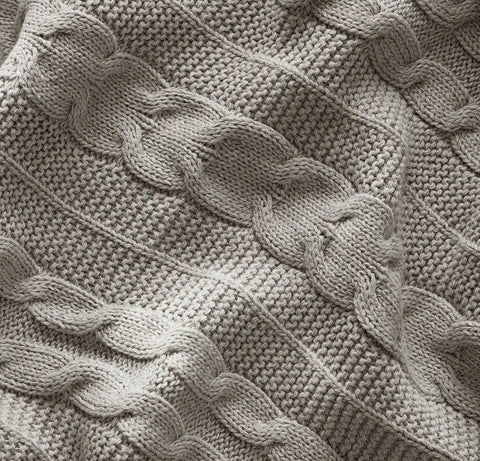 Cable Knit Baby Blanket Heathered Pewter