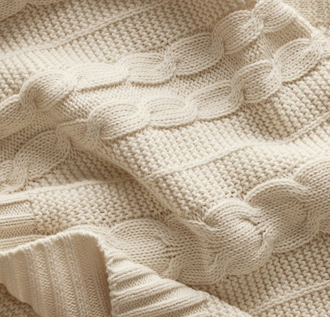 Cable Knit Baby Blanket Natural