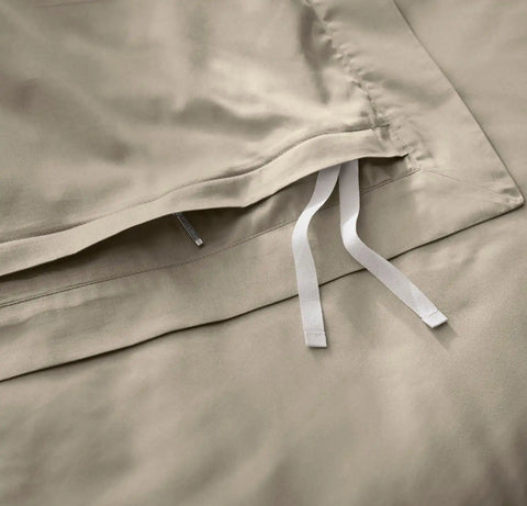 Percale Hemmed Duvet Set Oak