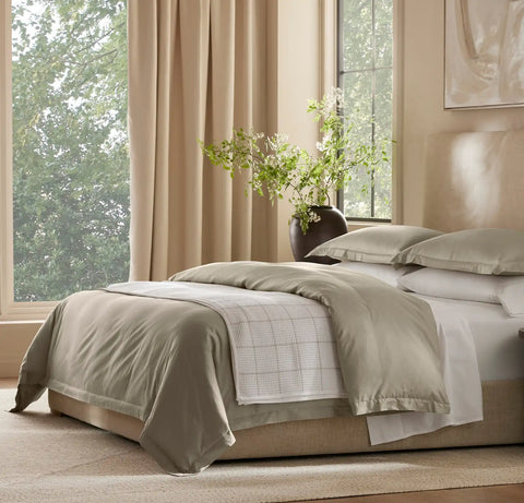 Percale Hemmed Duvet Set Oak