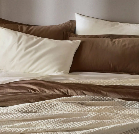 Signature Hemmed Duvet Set Walnut