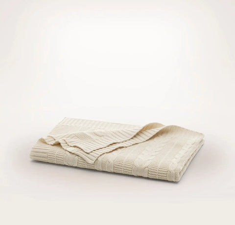 Cable Knit Baby Blanket Natural