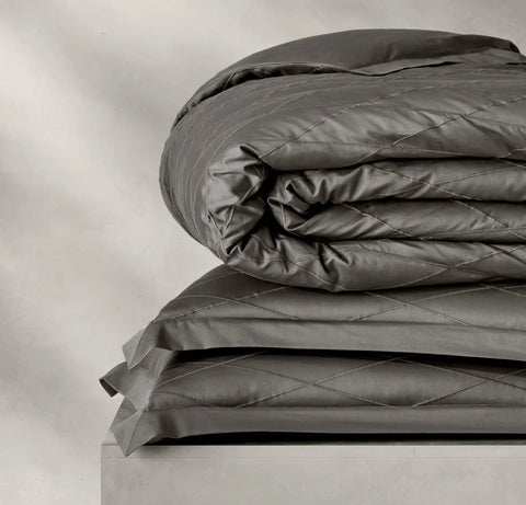 Reserve Embellished Duvet Set Stone/Stone Embroidered Lattice