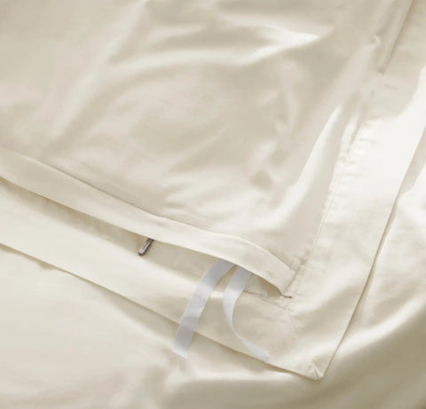 Percale Hemmed Duvet Set Cream