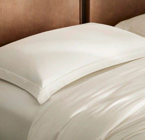 Percale Hemmed Duvet Set Cream