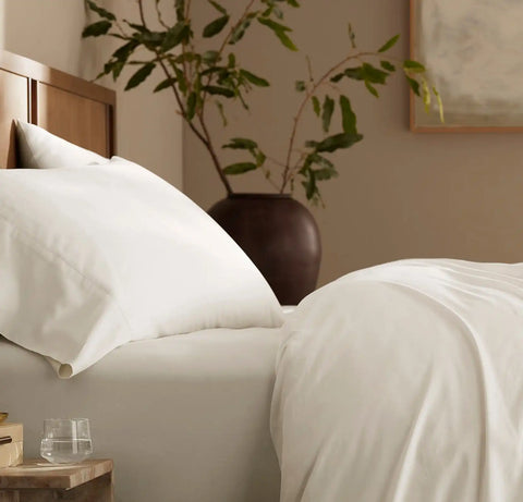 Percale Hemmed Pillowcase Set Cream
