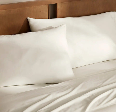 Percale Hemmed Pillowcase Set Cream