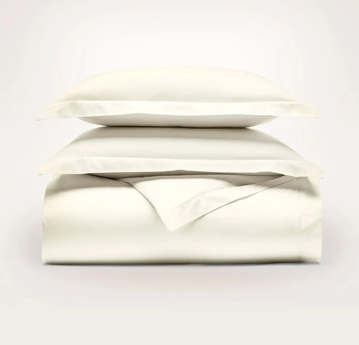 Percale Hemmed Duvet Set Cream