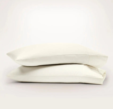 Percale Hemmed Pillowcase Set Cream
