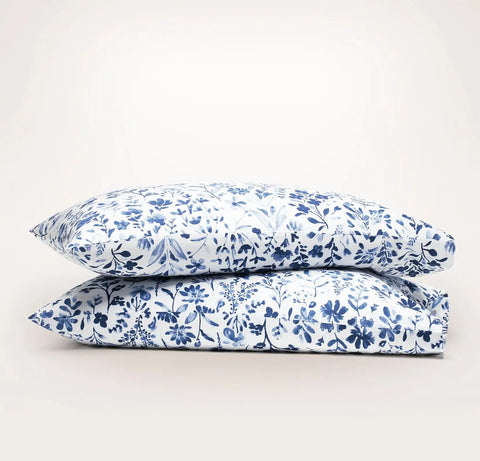 Signature Hemmed Pillowcase Set Navy Botanical