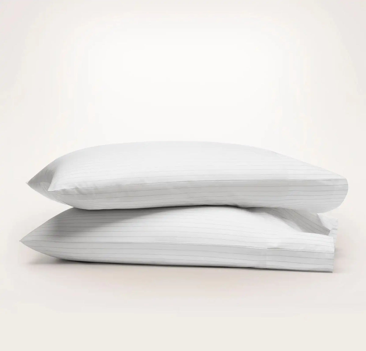 Percale Hemmed Pillowcase Set White/Pewter Simple Stripe