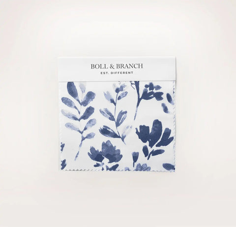 Signature Hemmed Fabric Swatch Navy Botanical
