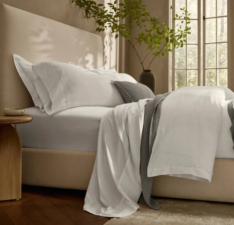 Percale Hemmed Sheet Set White