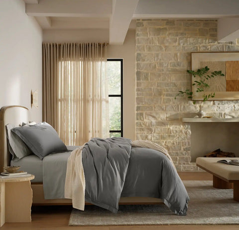 Signature Hemmed Duvet Set Stone