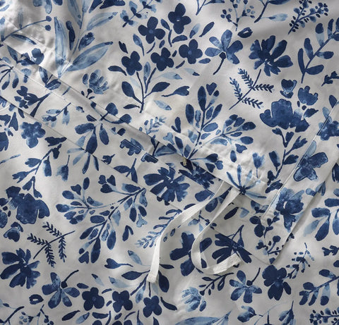 Signature Hemmed Duvet Set Navy Botanical