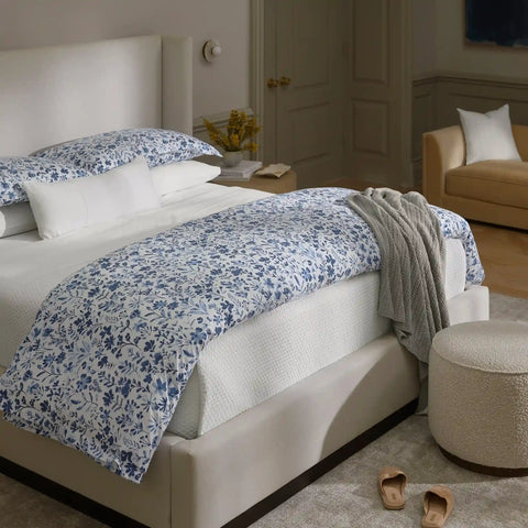 Signature Hemmed Duvet Set Navy Botanical