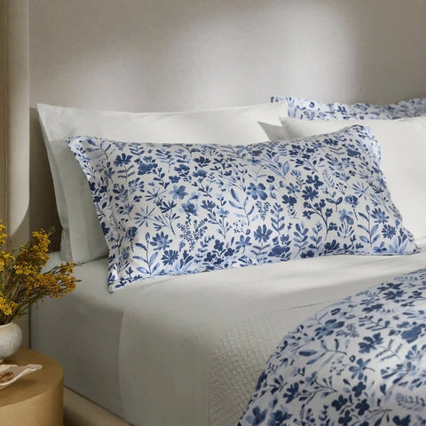Signature Hemmed Duvet Set Navy Botanical