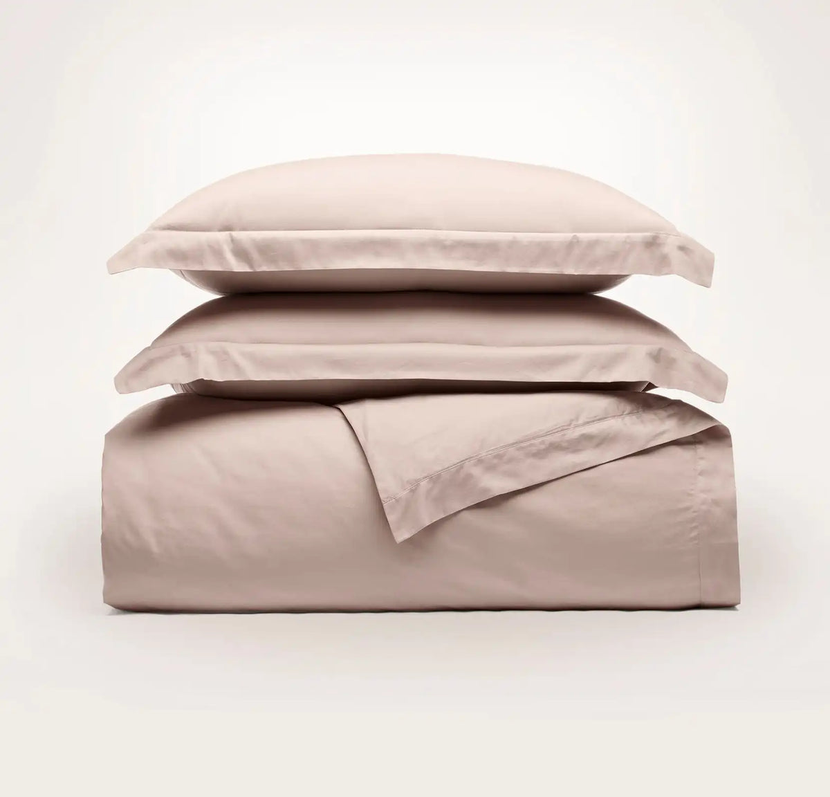 Percale Hemmed Duvet Set Dusty Rose