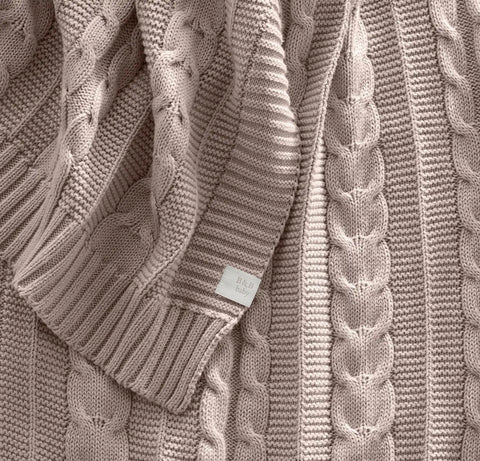 Cable Knit Baby Blanket Dusty Rose