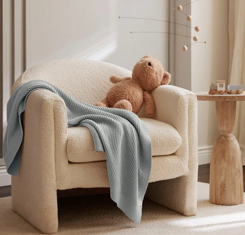 Ribbed Knit Baby Blanket Shore