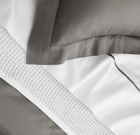 Percale Hemmed Duvet Set Stone