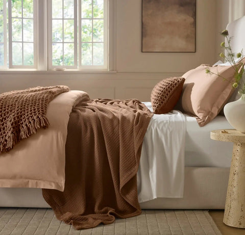Modern Crochet Bed Blanket Chestnut
