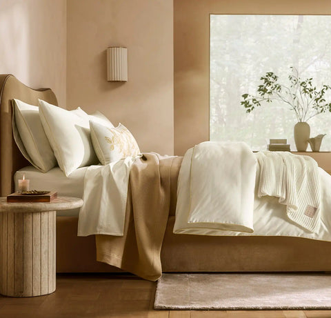 Signature Embellished Duvet Set Cream/Buttercup Piped Edge
