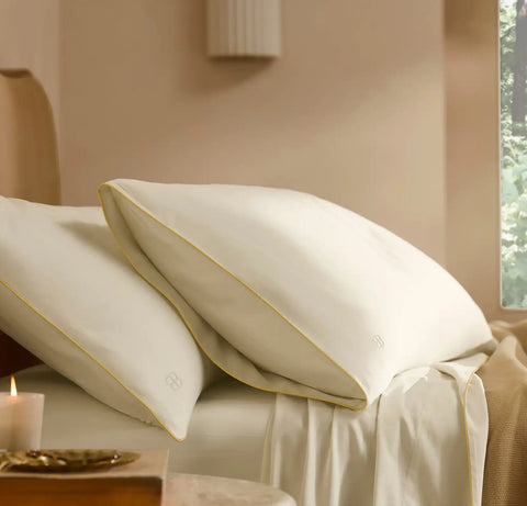 Signature Embellished Sheet Set Cream/Buttercup Piped Edge
