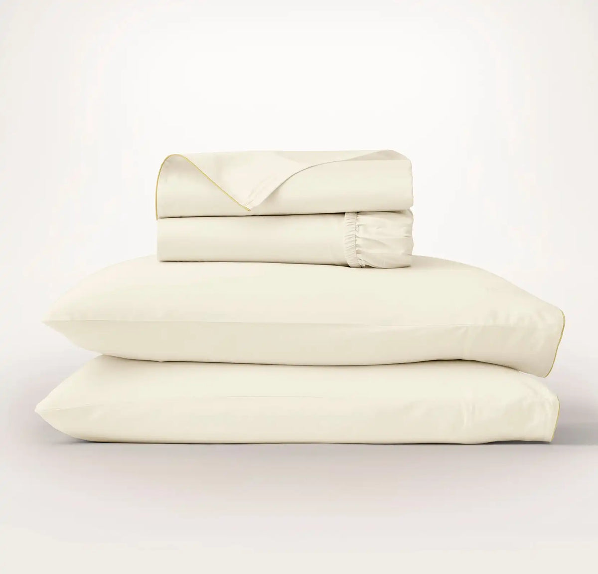 Signature Embellished Sheet Set Cream/Buttercup Piped Edge