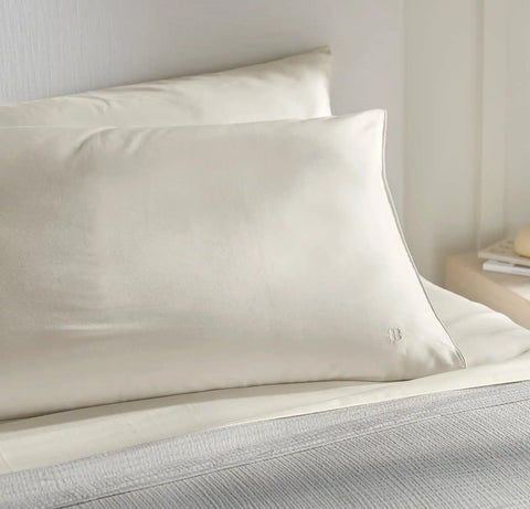Signature Embellished Sheet Set Cream/Cream Piped Edge