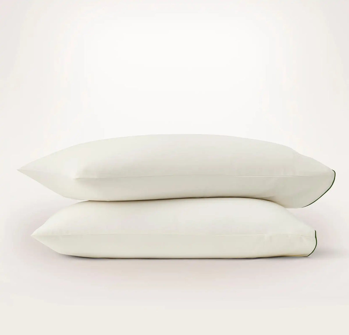 Signature Embellished Pillowcase Set Cream/Olivine Piped Edge